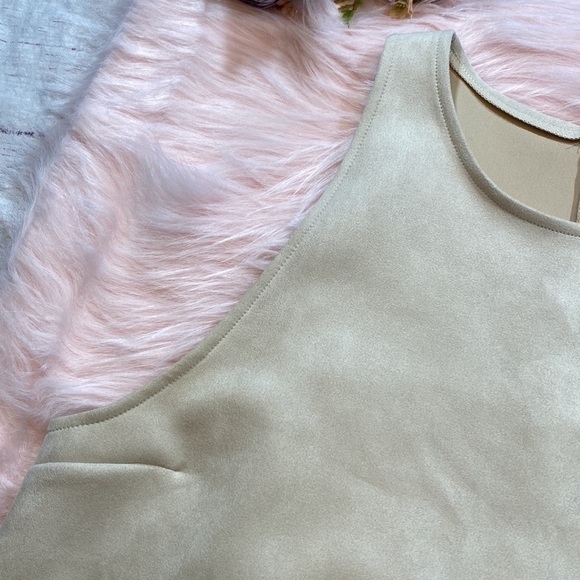 Zara Beige Suede Crop Shell Tank sz L - Picture 3 of 11